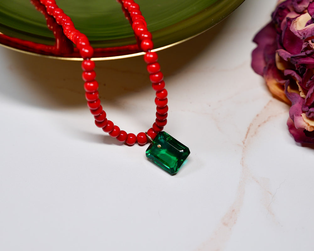 Poppy Red Bead Necklace