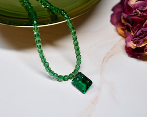 Shamrock Green Czech Necklace