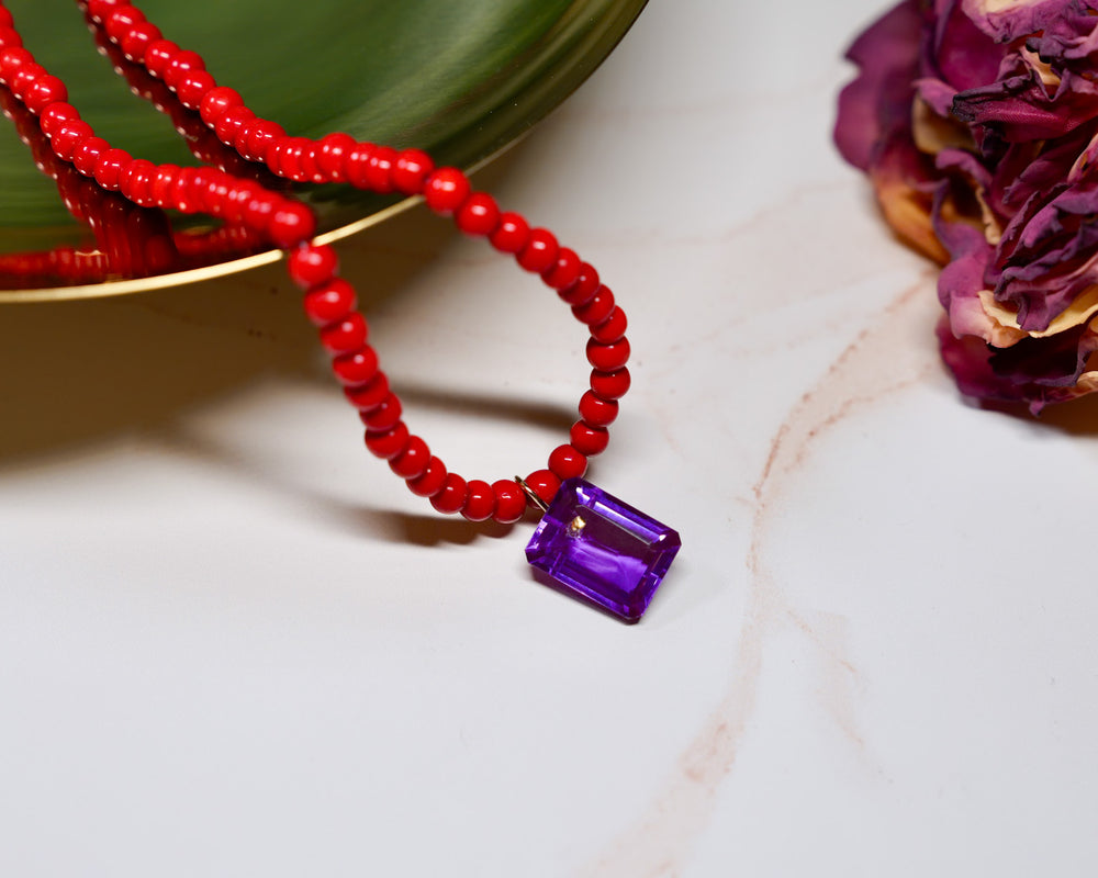 Poppy Red Bead Necklace