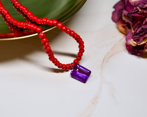 Poppy Red Bead Necklace