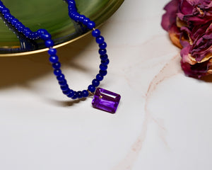 Navy Blue Bead Necklace