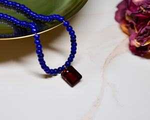 Navy Blue Bead Necklace