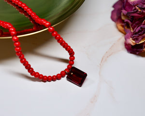 Poppy Red Bead Necklace