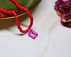 Poppy Red Bead Necklace