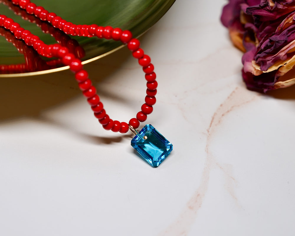 Poppy Red Bead Necklace