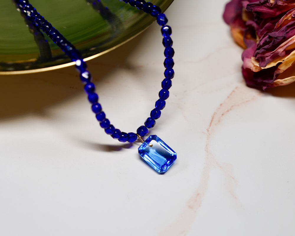 Cobalt Blue Czech Necklace