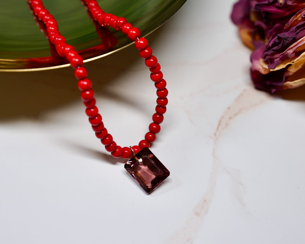 Poppy Red Bead Necklace