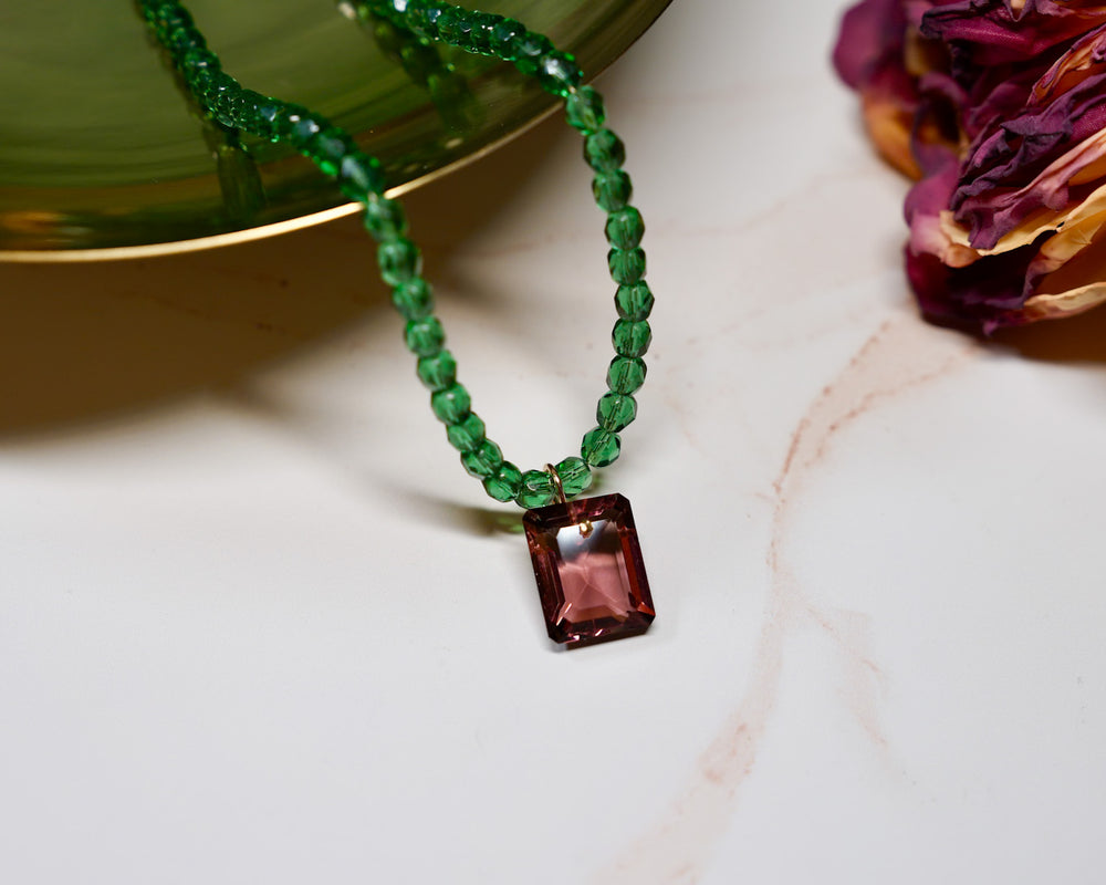 Shamrock Green Czech Necklace