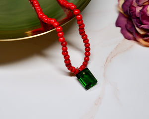 Poppy Red Bead Necklace