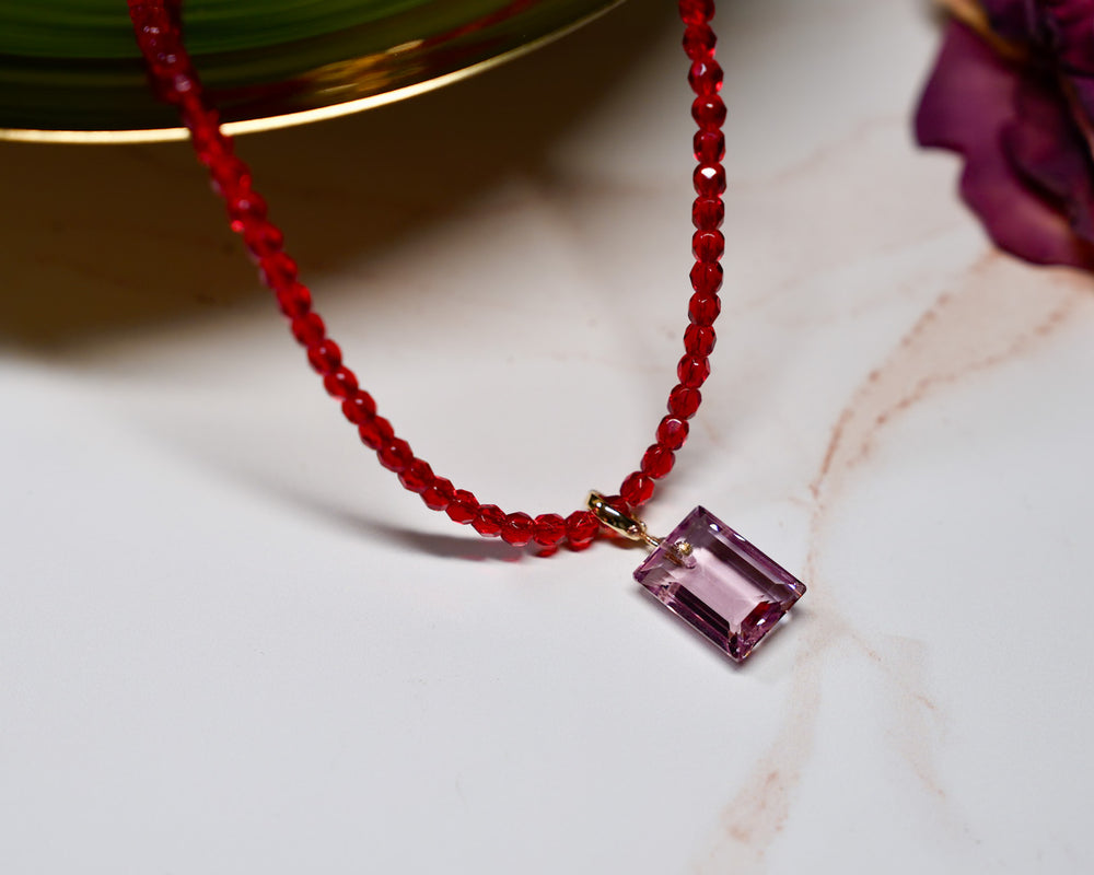 Siam Red Czech Thin Necklace