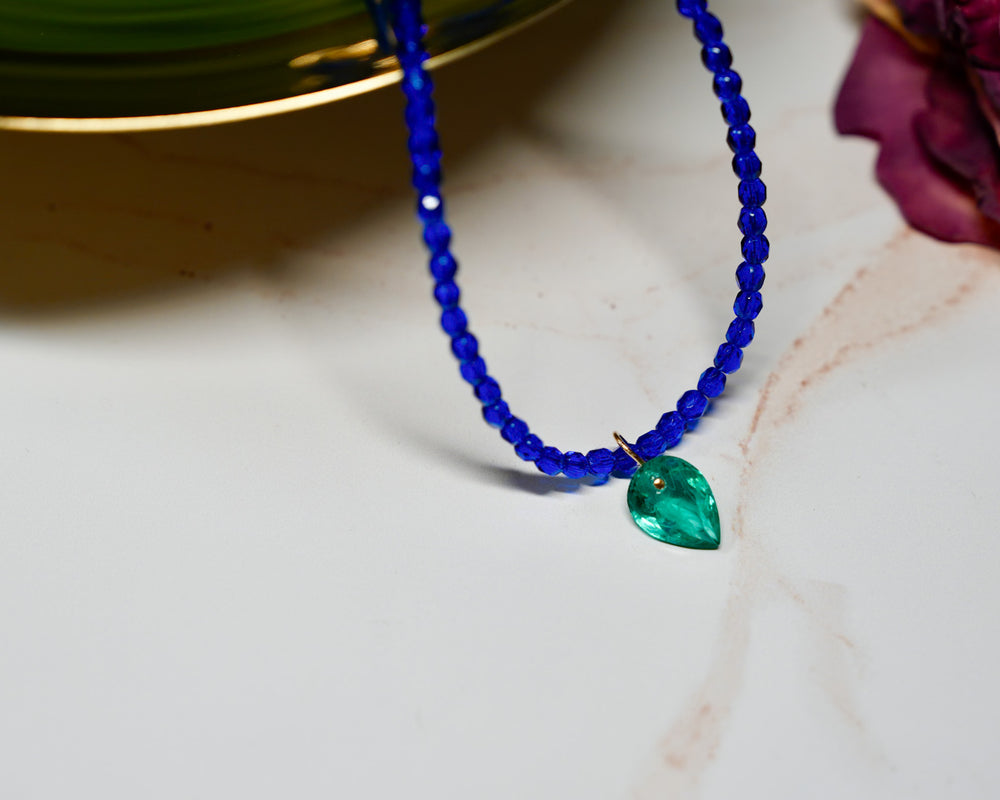 Capri Blue Czech Thin Necklace