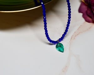 Cobalt Blue Czech Thin Necklace