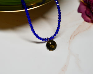 Cobalt Blue Czech Thin Necklace