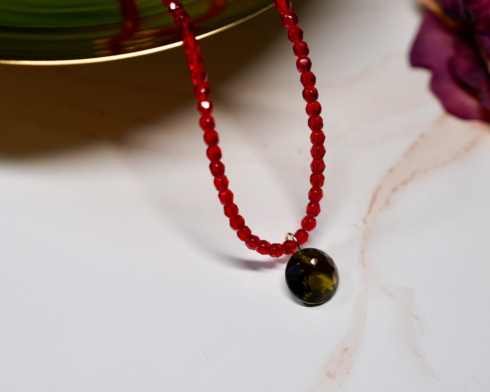 Siam Red Czech Thin Necklace