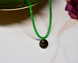 Shamrock Green Czech Thin Necklace