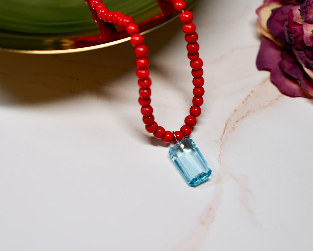 Poppy Red Bead Necklace